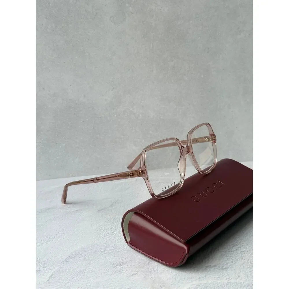 NEW Gucci GG1994O Transparent Pink Square Eyeglasses Frames